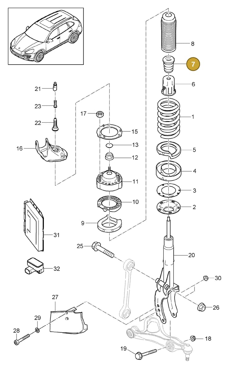 95834330100 — Porsche Cayenne (2010-2018) diagram p37402000, position 7