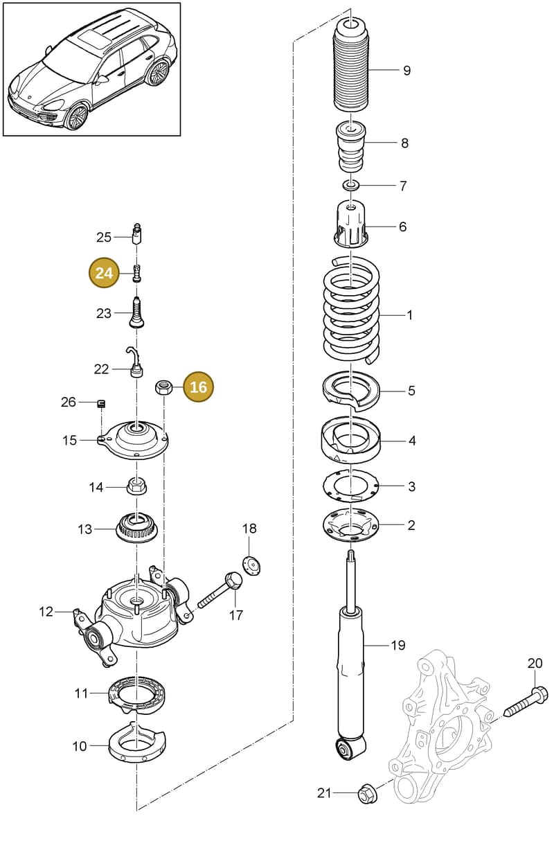 95834387800 — Porsche Cayenne (2010-2018) diagram p37502000, position 16+24