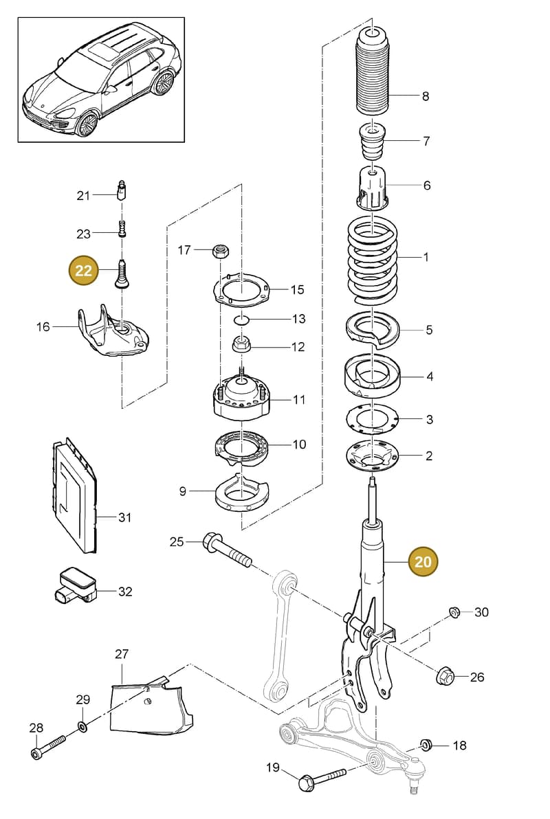 95834387800 — Porsche Cayenne (2010-2018) diagram p37402000, position 20+22