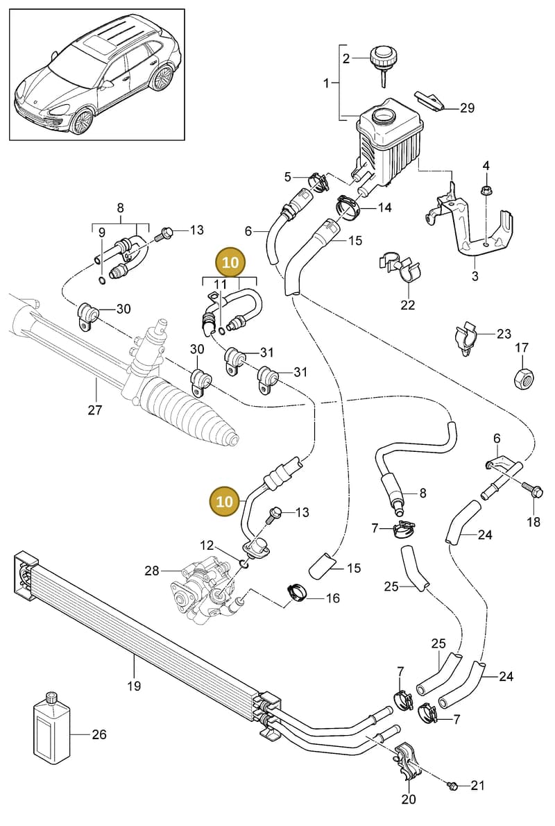 95834745154 — Porsche Cayenne (2010-2018) diagram p37403010, position 10