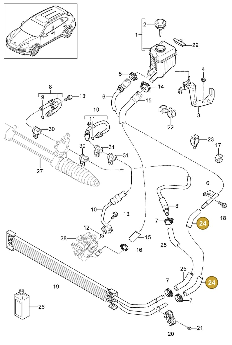 95834796301 — Porsche Cayenne (2010-2018) diagram p37403010, position 24