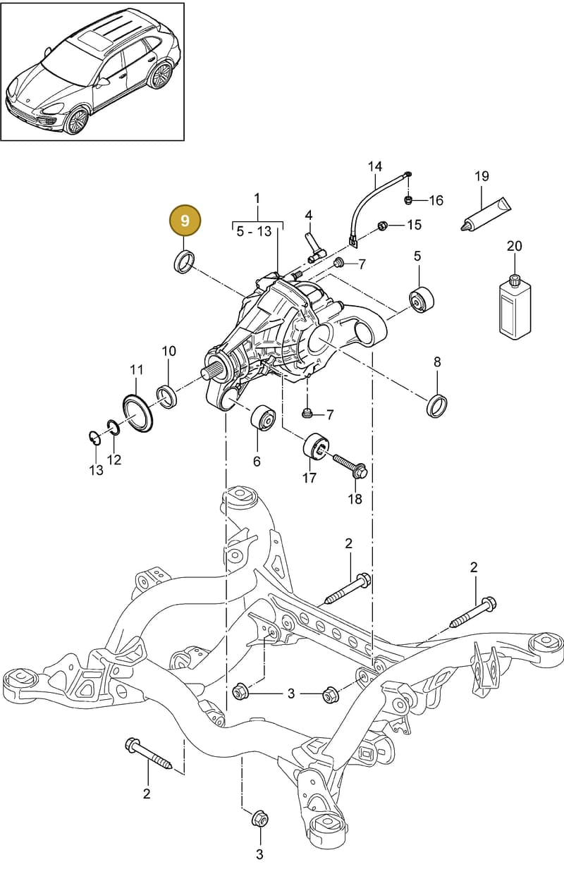 95834918980 — Porsche Cayenne (2010-2018) diagram p37305040, position 9