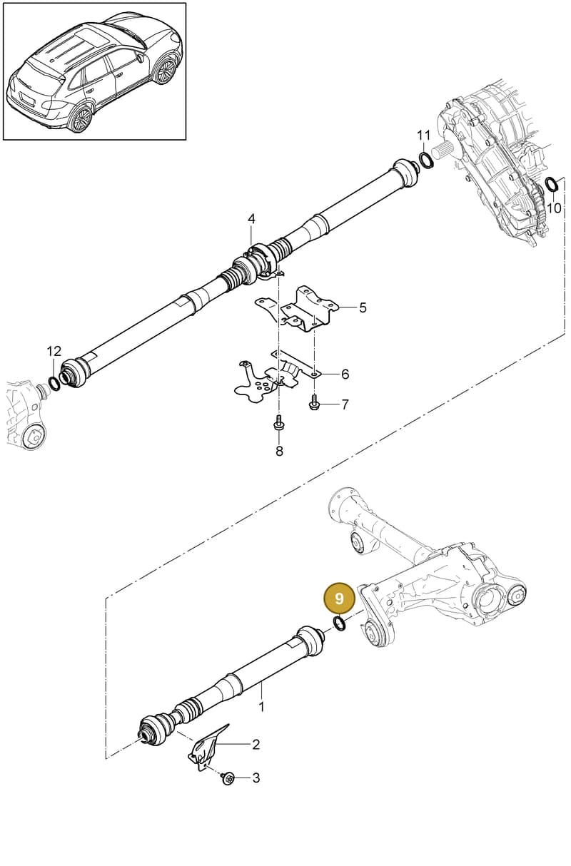 95834949010 — Porsche Cayenne (2010-2018) diagram p37305030, position 9