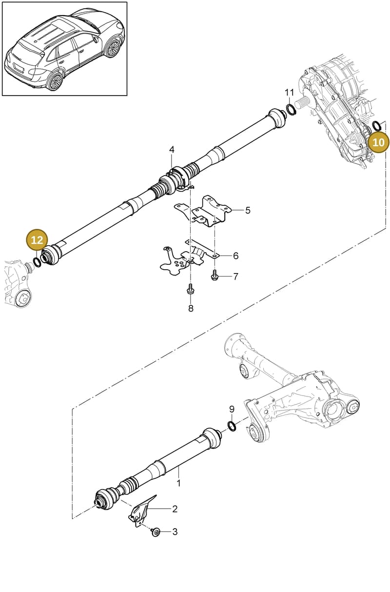 95834949110 — Porsche Cayenne (2010-2018) diagram p37305030, position 10+12