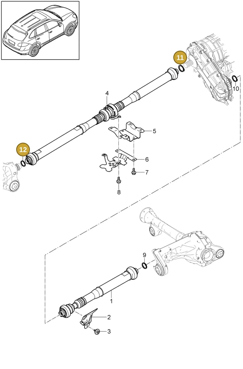 95834949300 — Porsche Cayenne (2010-2018) diagram p37305030, position 11+12