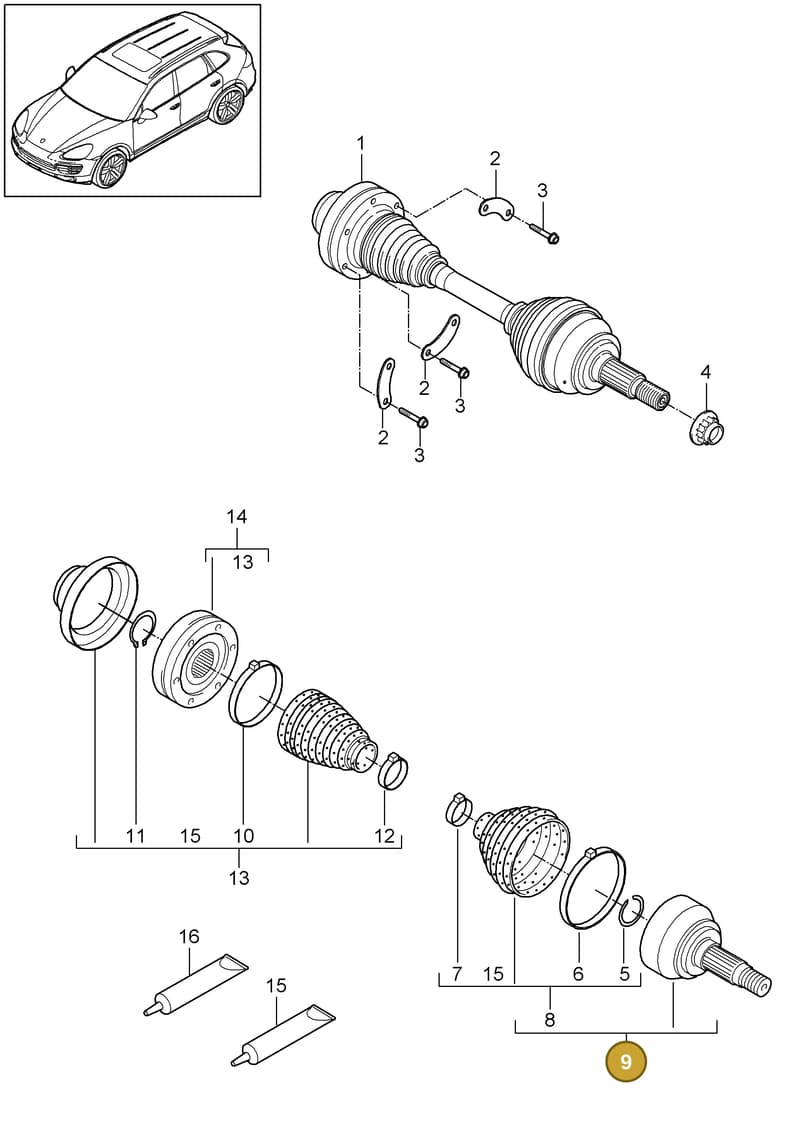 95834990101 — Porsche Cayenne (2010-2018) diagram p37401010, position 9