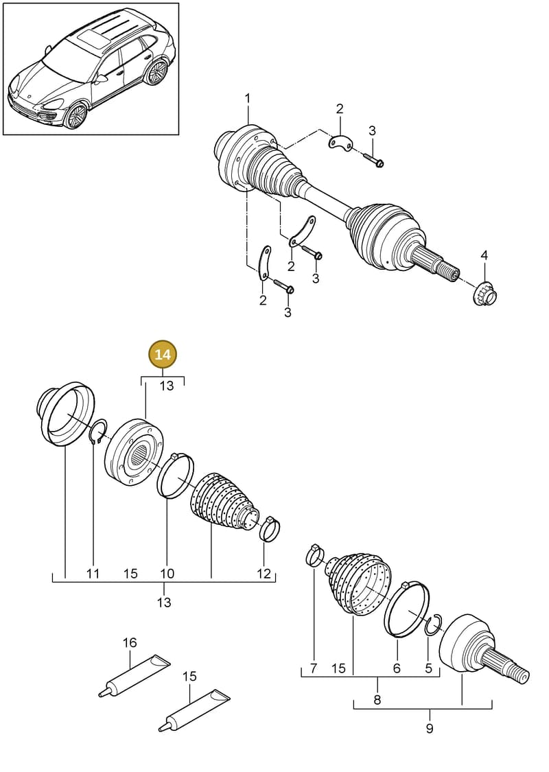 95834990200 — Porsche Cayenne (2010-2018) diagram p37401010, position 14