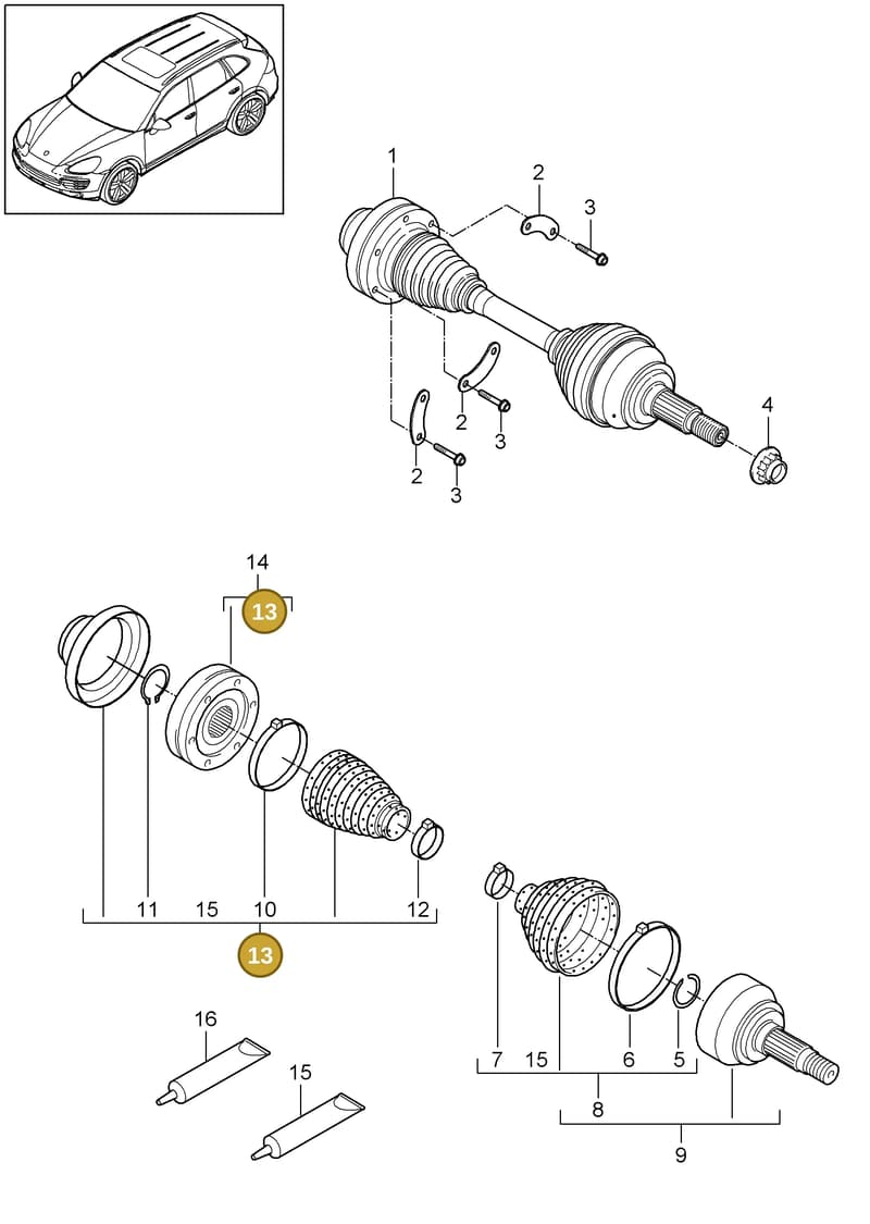 95834990300 — Porsche Cayenne (2010-2018) diagram p37401010, position 13