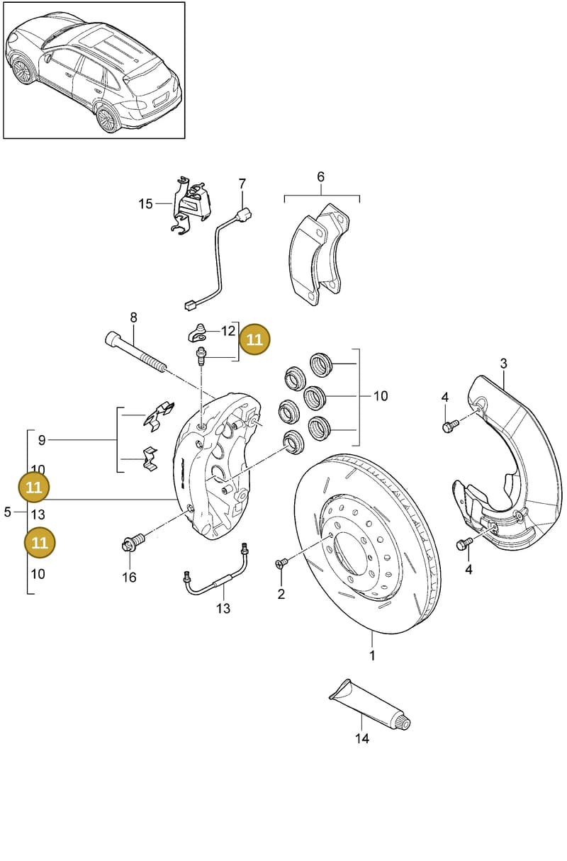 95835112100 — Porsche Cayenne (2010-2018) diagram p37602000, position 11