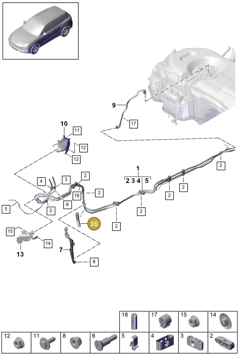 95835518000 — Porsche Cayenne (2017-2023) diagram p51201030, position 16