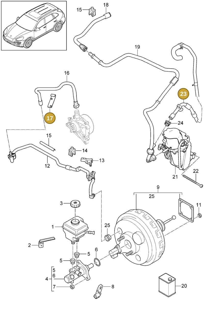 95835557851 — Porsche Cayenne (2010-2018) diagram p37604000, position 17+23
