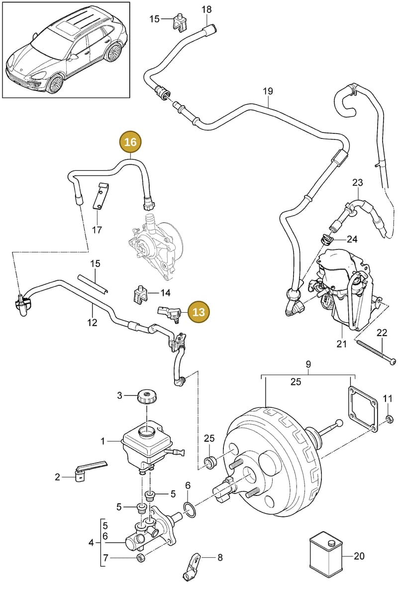 95835557950 — Porsche Cayenne (2010-2018) diagram p37604000, position 13+16