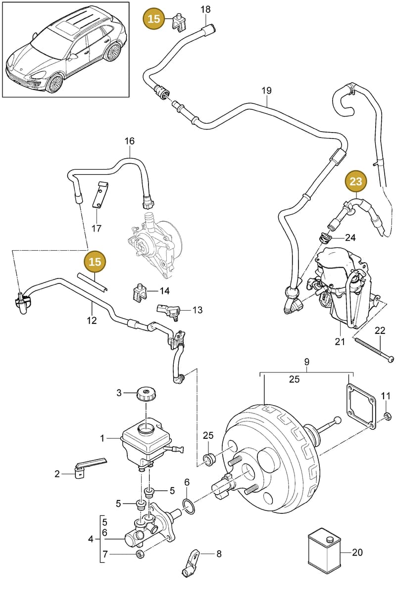 95835588205 — Porsche Cayenne (2010-2018) diagram p37604000, position 15+23