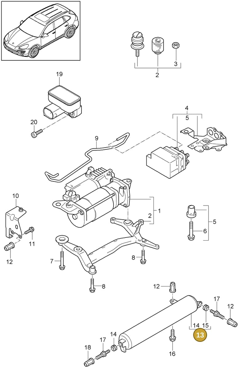 95835804300 — Porsche Cayenne (2010-2018) diagram p37606000, position 13