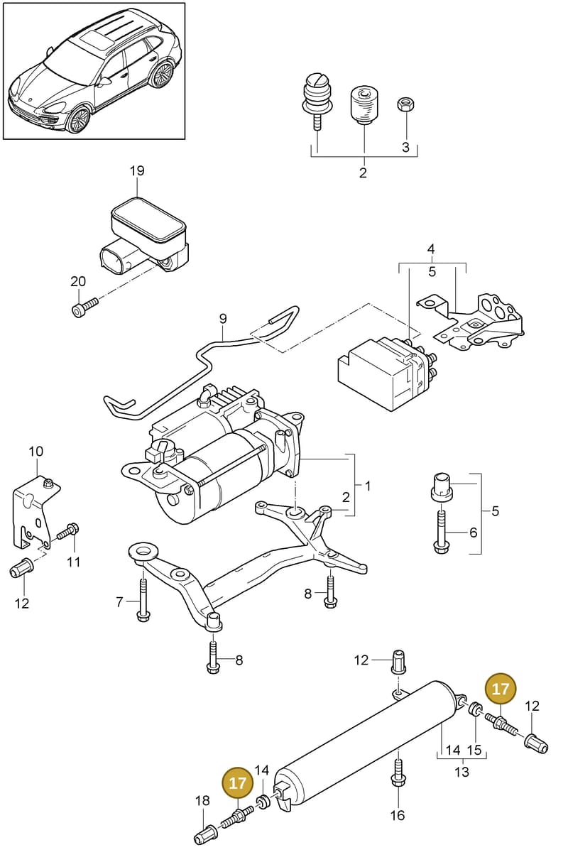 95835854100 — Porsche Cayenne (2010-2018) diagram p37606000, position 17