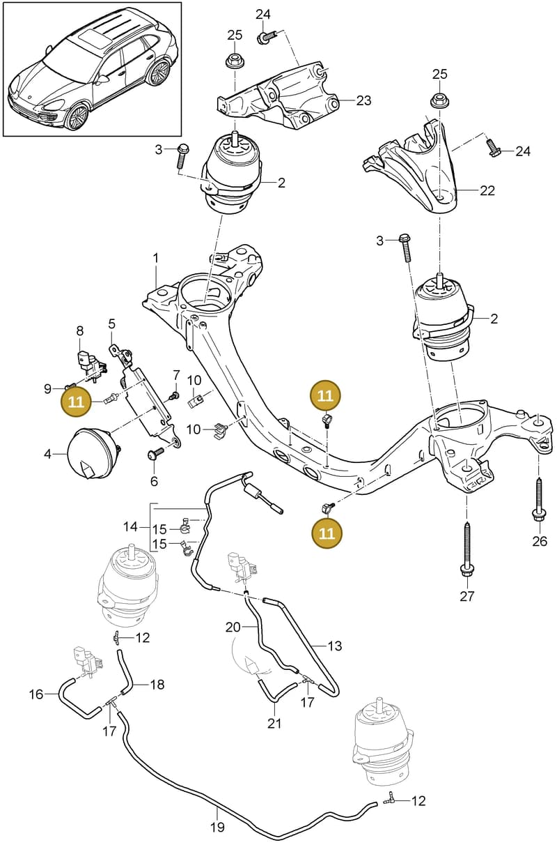 95837544300 — Porsche Cayenne (2010-2018) diagram p37109050, position 11