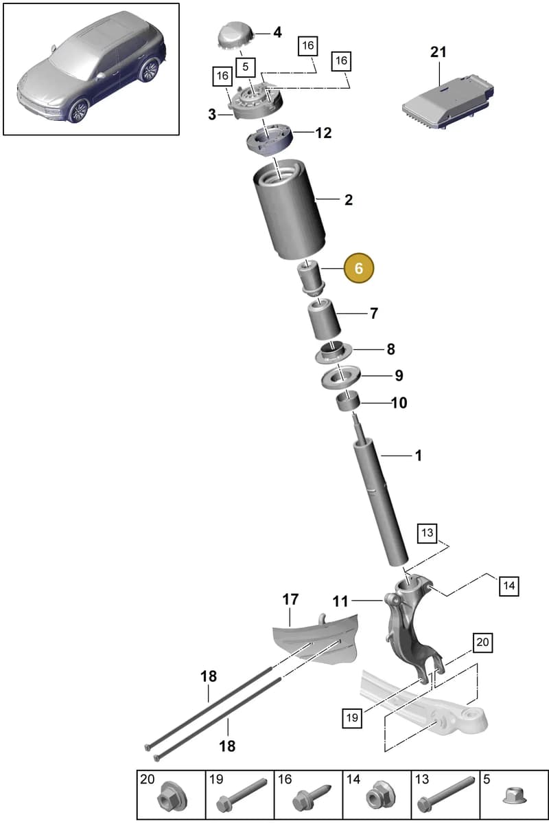 958414131 — Porsche Cayenne (2017-2023) diagram p51402000, position 6