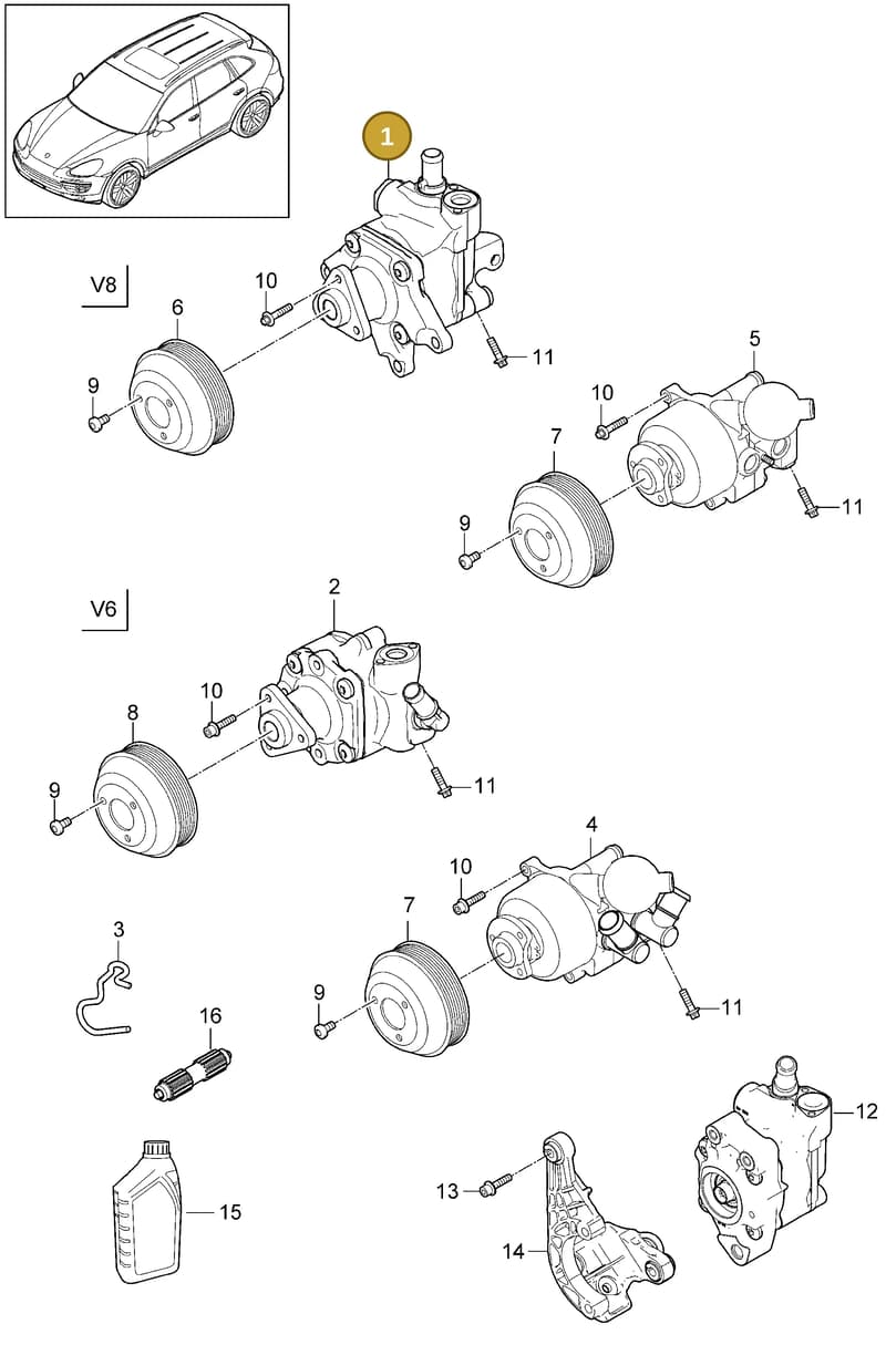 958422154 — Porsche Cayenne (2010-2018) diagram p37403020, position 1