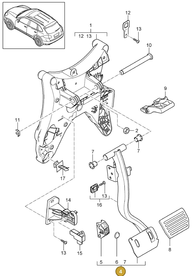 95842309401 — Porsche Cayenne (2010-2018) diagram p37702000, position 4
