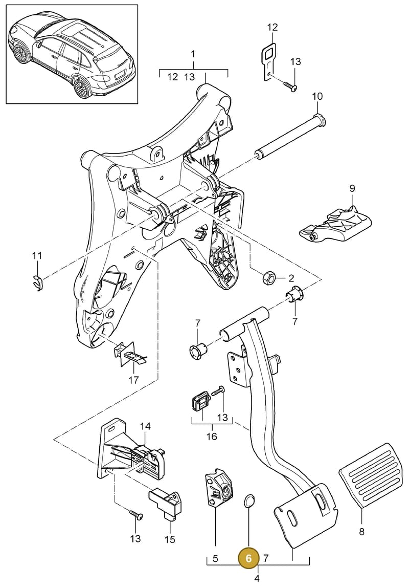 95842310700 — Porsche Cayenne (2010-2018) diagram p37702000, position 6