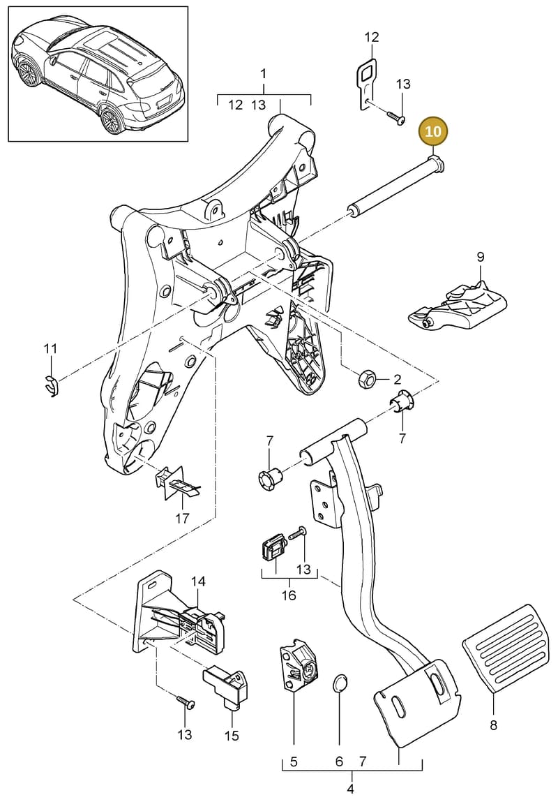 95842331101 — Porsche Cayenne (2010-2018) diagram p37702000, position 10