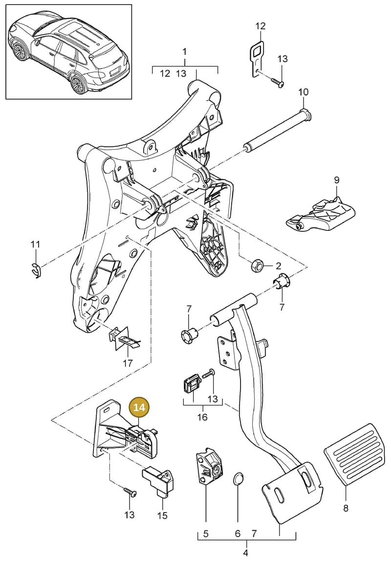 95842331503 — Porsche Cayenne (2010-2018) diagram p37702000, position 14