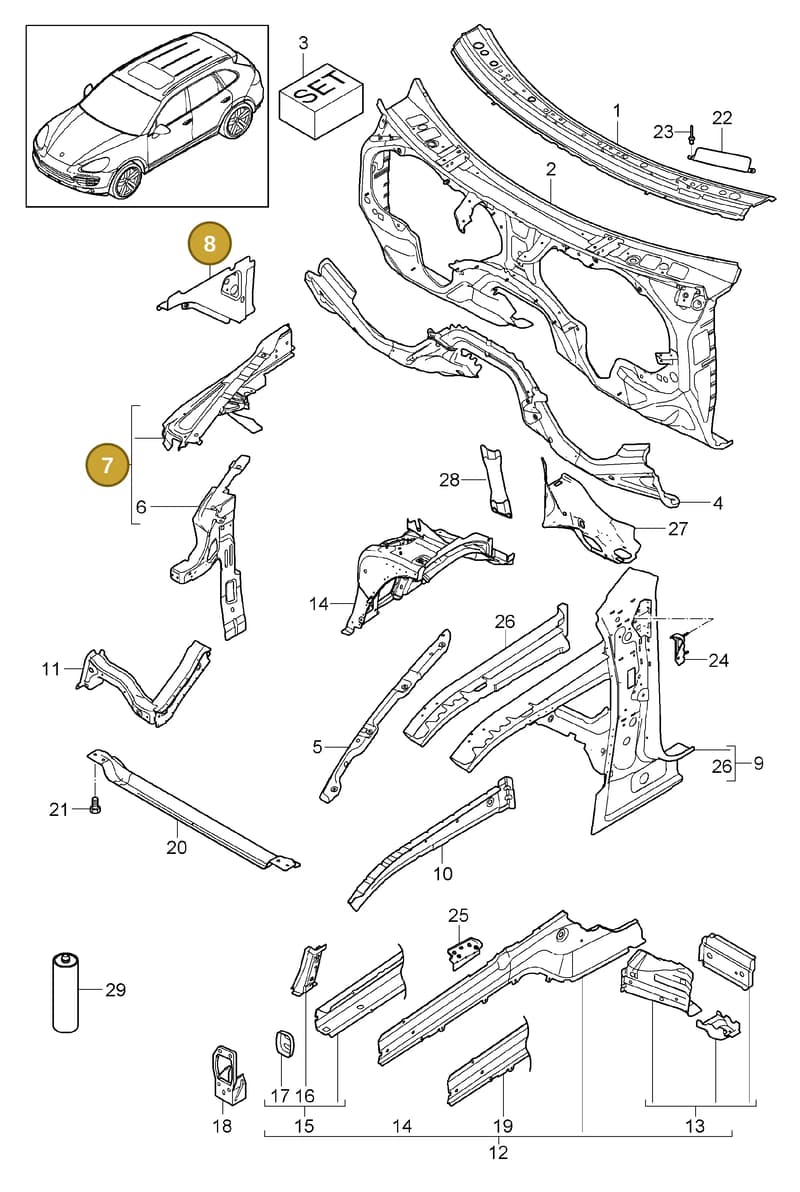 95850102900GRV — Porsche Cayenne (2010-2018) diagram p37801010, position 7+8