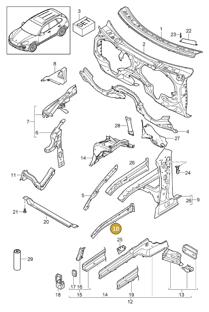 95850107100GRV — Porsche Cayenne (2010-2018) diagram p37801010, position 10
