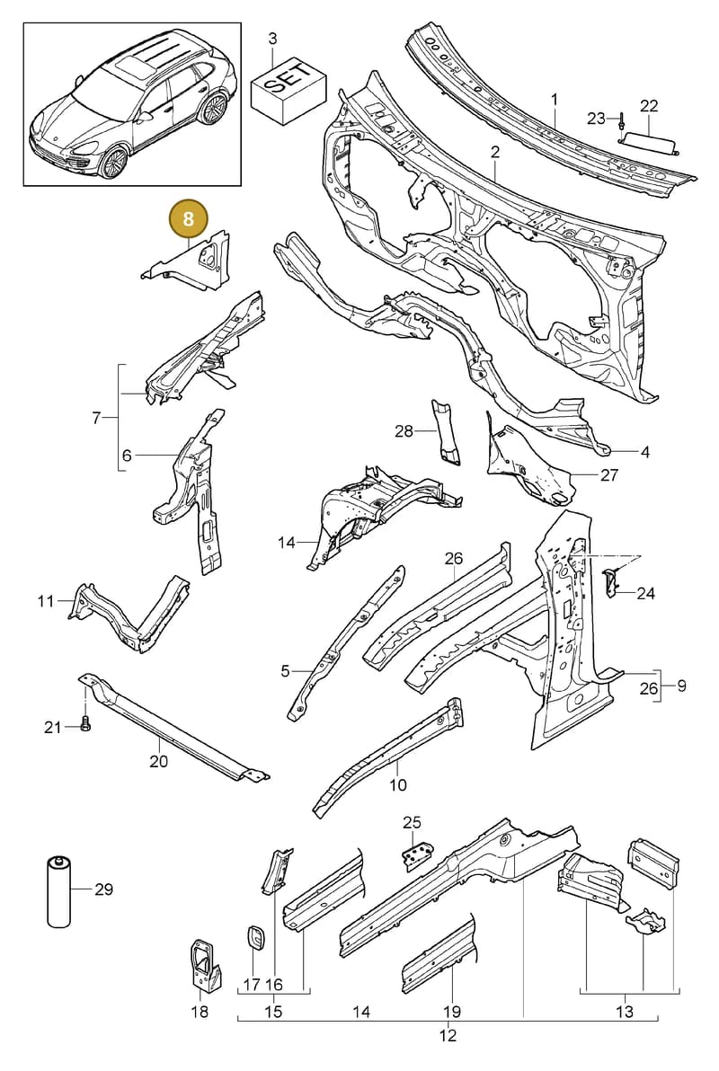 95850119101GRV — Porsche Cayenne (2010-2018) diagram p37801010, position 8