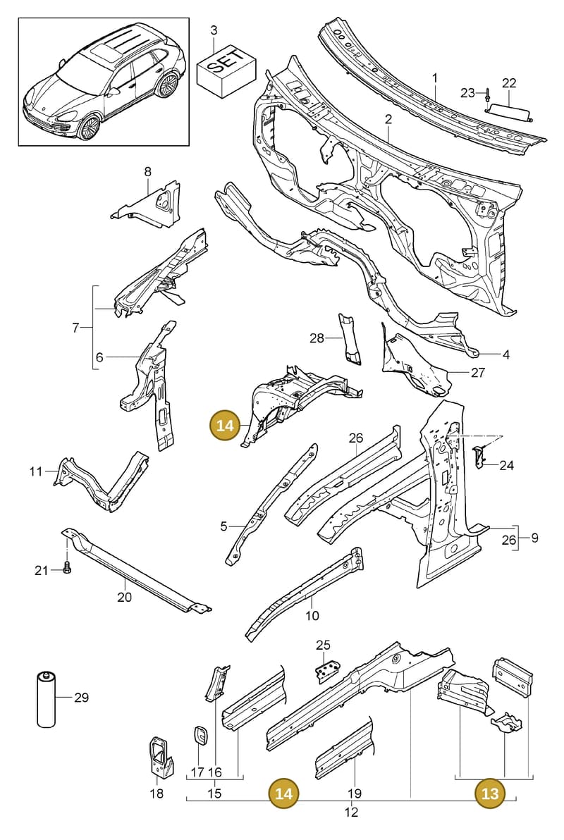 95850194200GRV — Porsche Cayenne (2010-2018) diagram p37801010, position 13+14