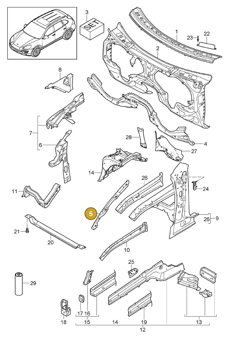 95850234700GRV — Porsche Cayenne (2010-2018) diagram p37801010, position 5