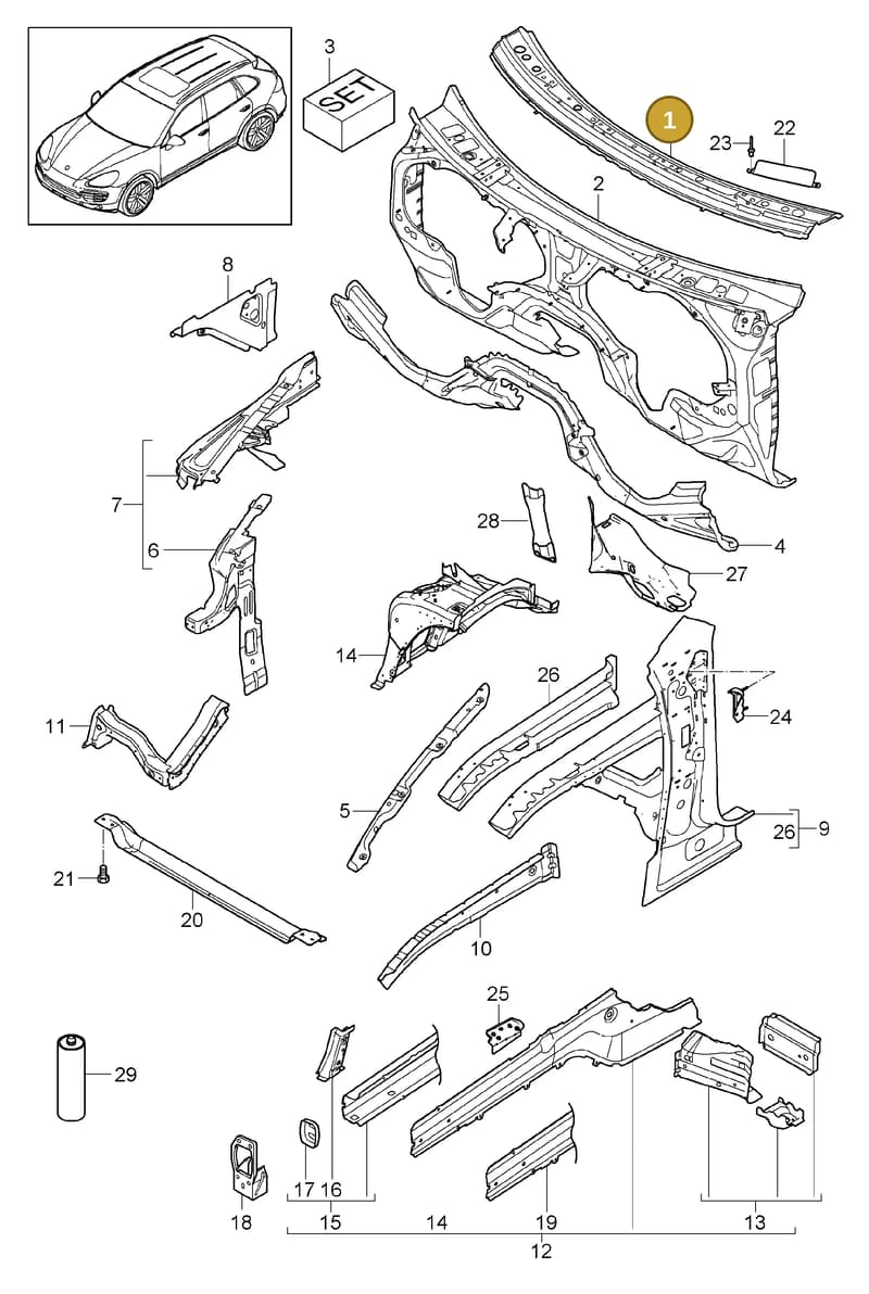 95850271302GRV — Porsche Cayenne (2010-2018) diagram p37801010, position 1