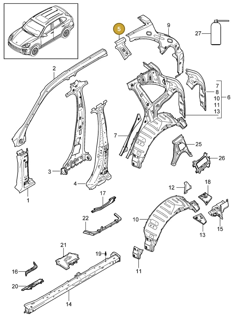 95850271801GRV — Porsche Cayenne (2010-2018) diagram p37801050, position 5