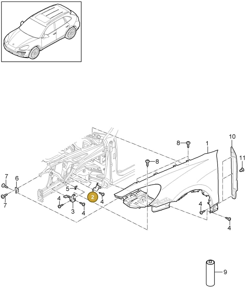 95850351900GRV — Porsche Cayenne (2010-2018) diagram p37801040, position 2