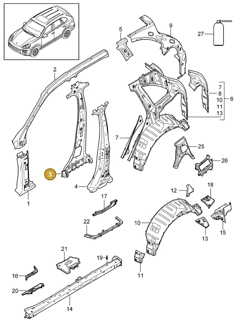 95850398502GRV — Porsche Cayenne (2010-2018) diagram p37801050, position 3