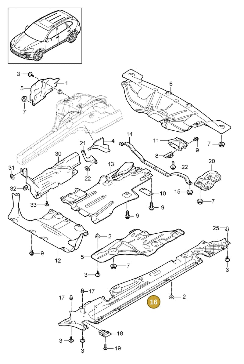 95850421100 — Porsche Cayenne (2010-2018) diagram p37801070, position 16