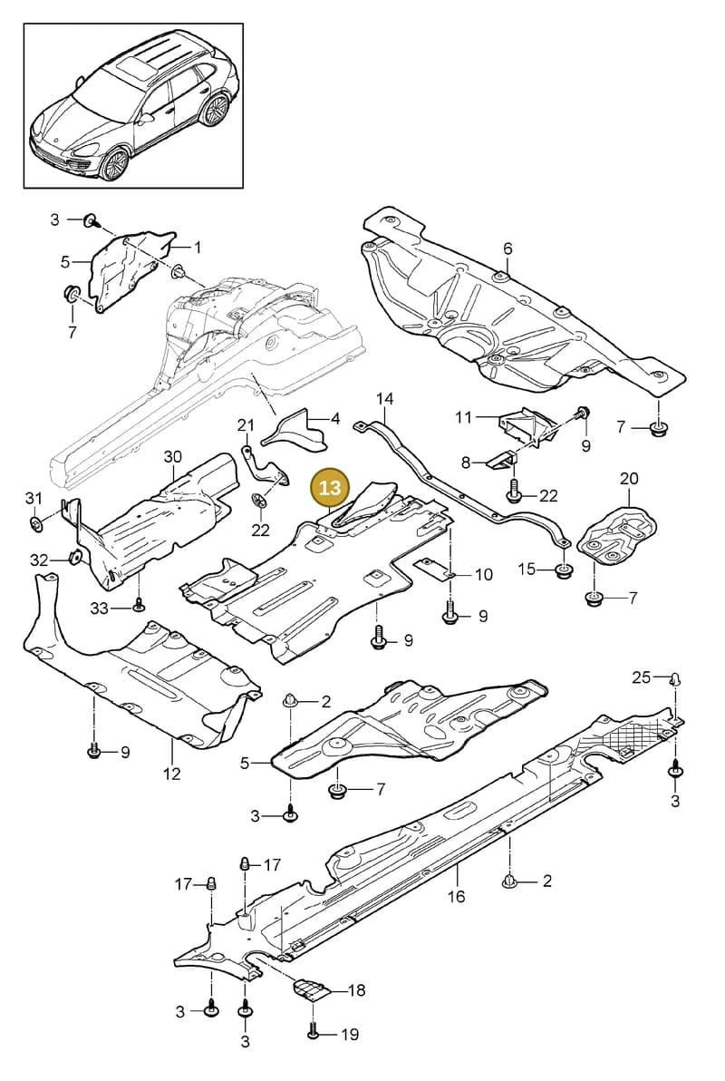 95850423100 — Porsche Cayenne (2010-2018) diagram p37801070, position 13