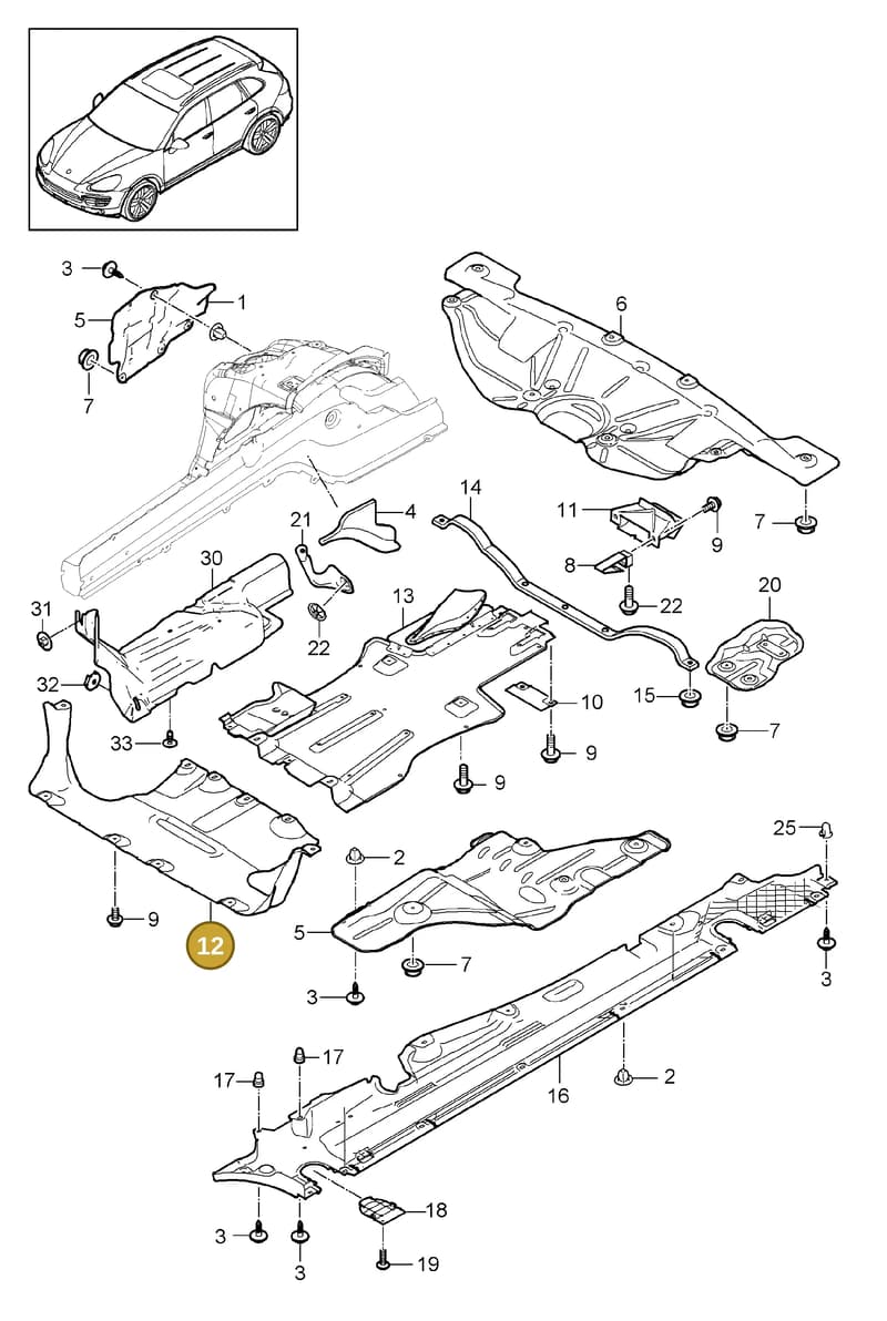 95850423500 — Porsche Cayenne (2010-2018) diagram p37801070, position 12