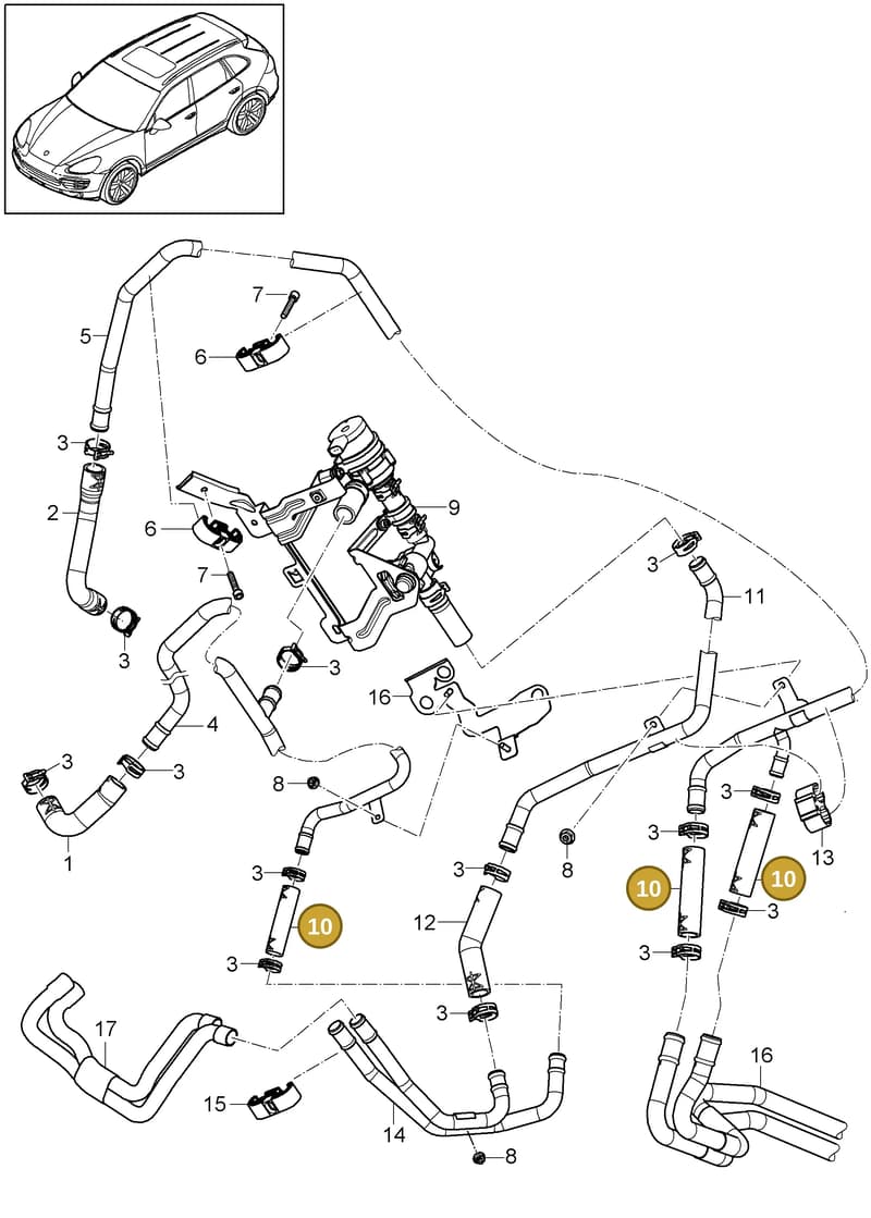 95850433900 — Porsche Cayenne (2010-2018) diagram p37813010, position 10