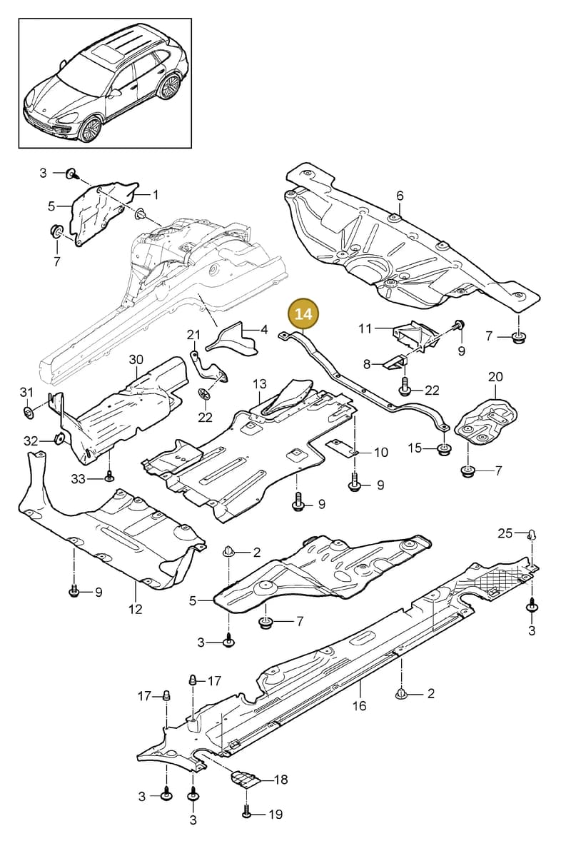 95850494901 — Porsche Cayenne (2010-2018) diagram p37801070, position 14