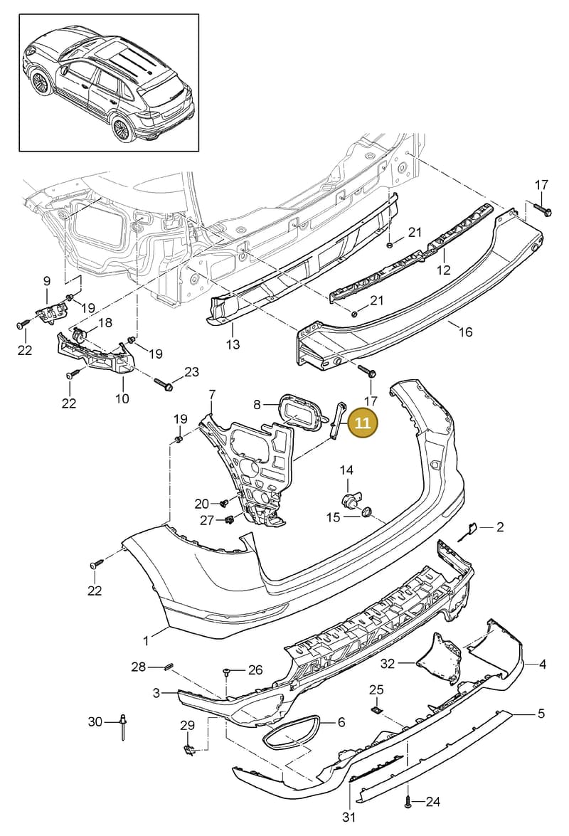 95850504500 — Porsche Cayenne (2010-2018) diagram p37802060, position 11