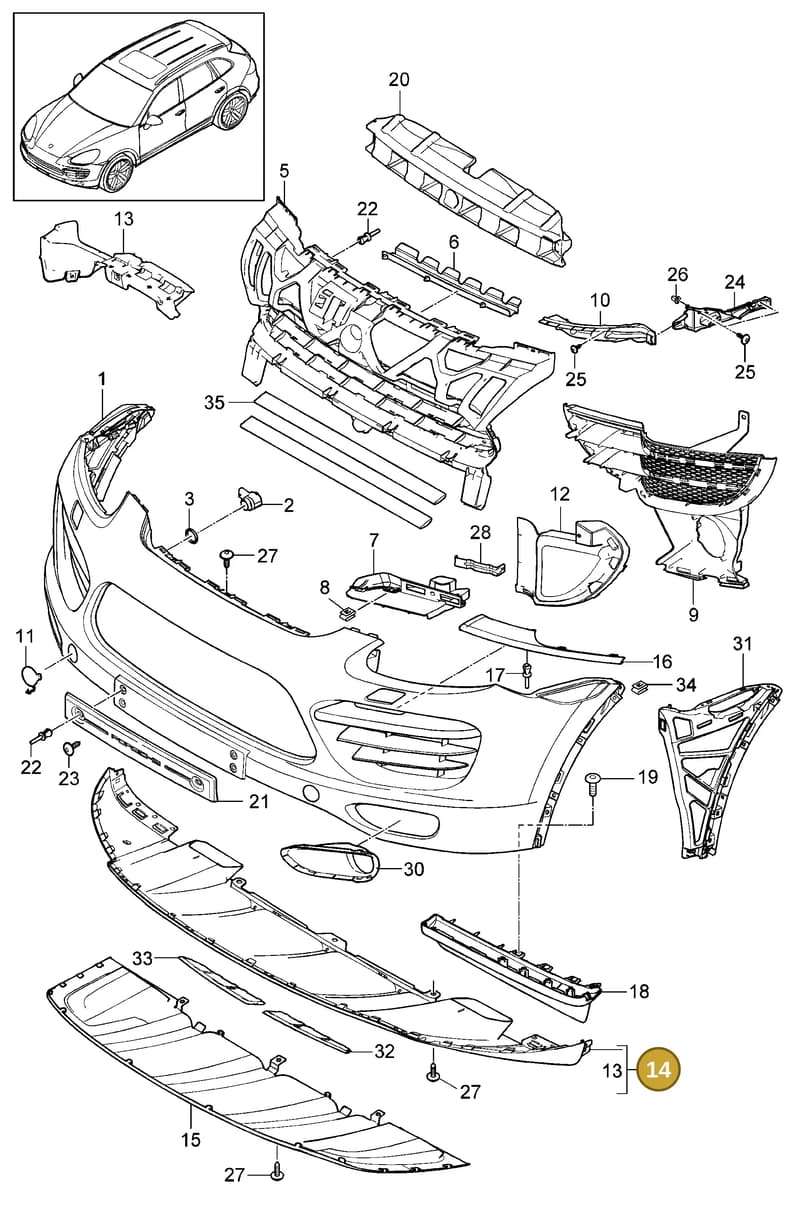 95850506120 — Porsche Cayenne (2010-2018) diagram p37802000, position 14