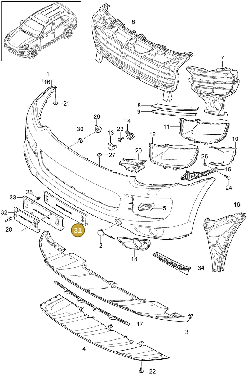 958505287259B9 — Porsche Cayenne (2010-2018) diagram p37802010, position 31