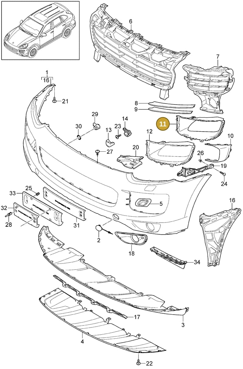 958505334459B9 — Porsche Cayenne (2010-2018) diagram p37802010, position 11