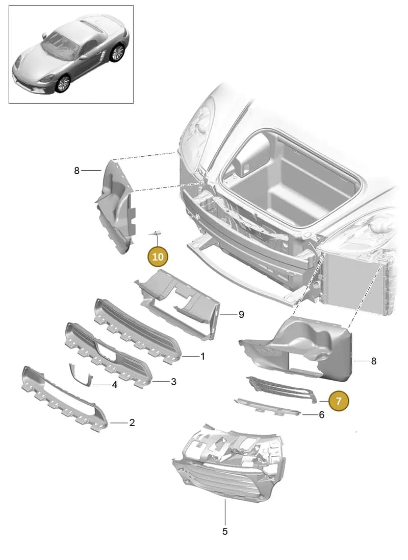 95850553500 — Porsche Boxster (2016-2019) diagram p48802010, position 7+10