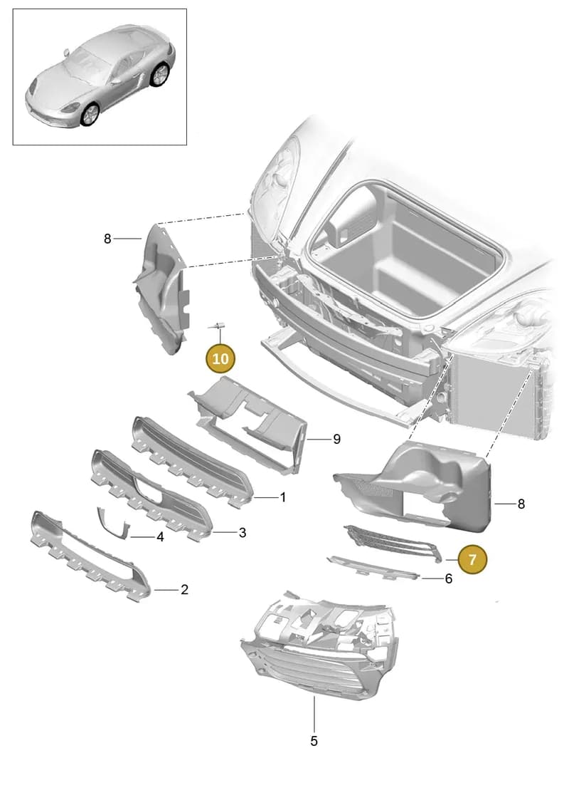 95850553500 — Porsche Cayman (2016-2019) diagram p50802010, position 7+10