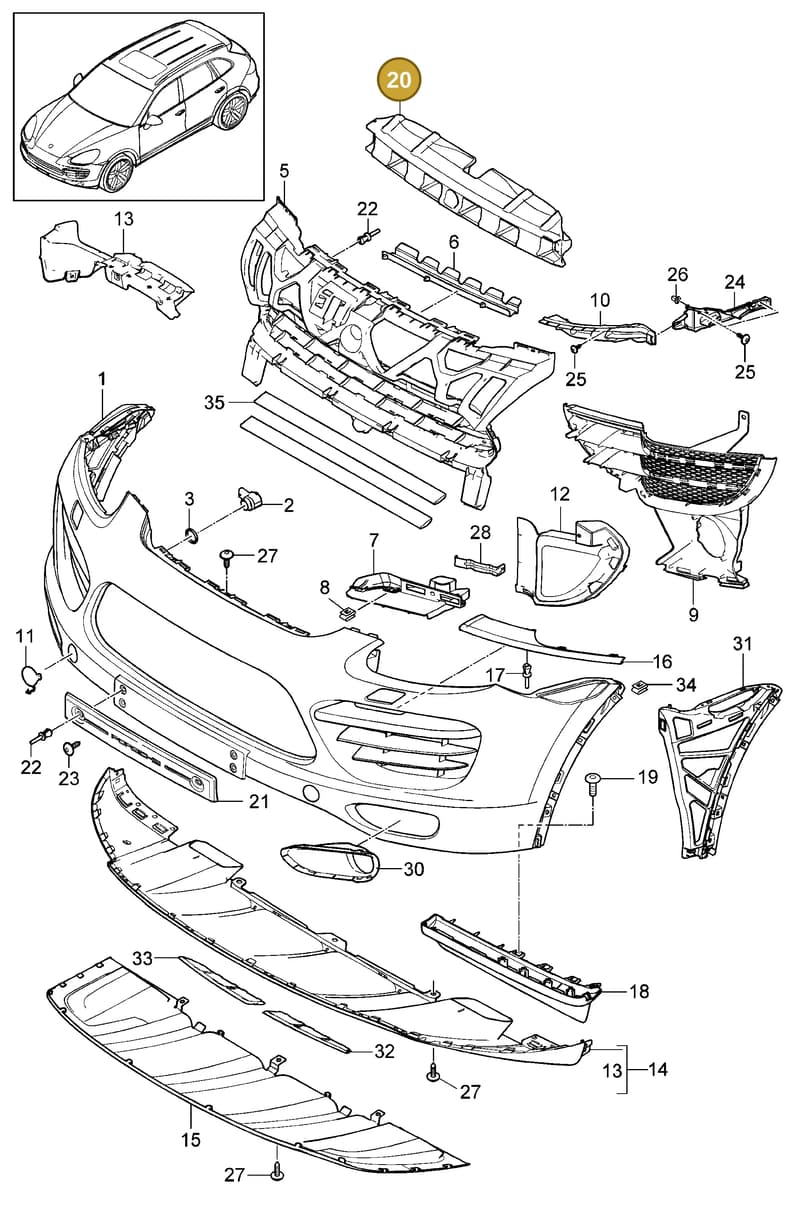 95850555000 — Porsche Cayenne (2010-2018) diagram p37802000, position 20