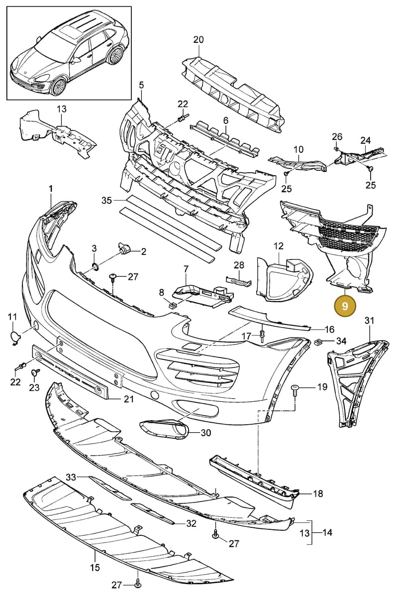 95850568120 — Porsche Cayenne (2010-2018) diagram p37802000, position 9