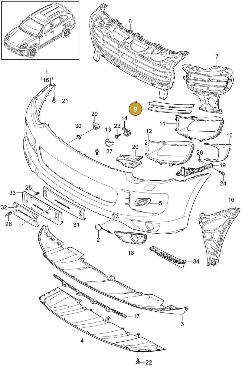 958505685459B9 — Porsche Cayenne (2010-2018) diagram p37802010, position 9