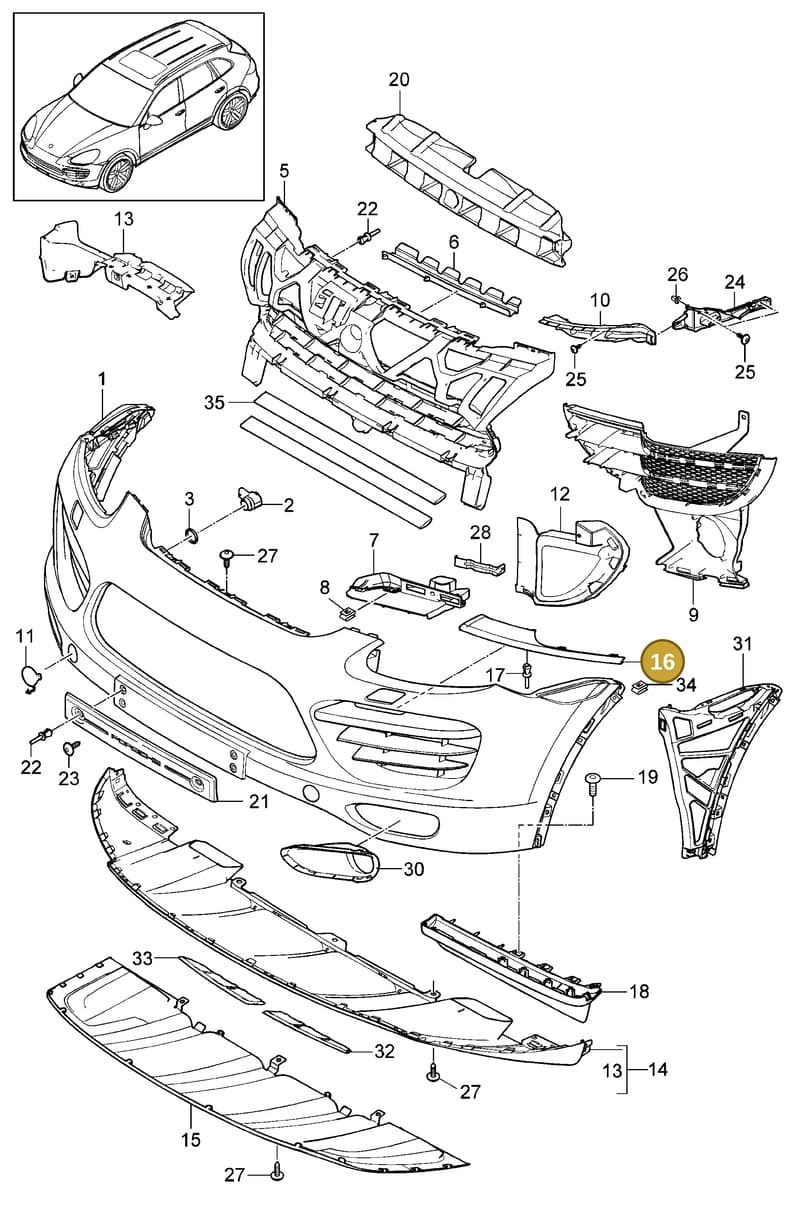 958505878119B9 — Porsche Cayenne (2010-2018) diagram p37802000, position 16